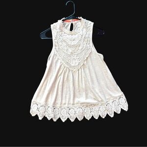 Elegant Cream Lace Tank Top